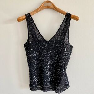 Chaudry Sports Black Sequin V Neck Tank